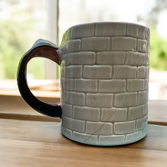 Vintage Dracula & Bat 3D Ceramic Mug With Gothic Brick Pattern - Unique Barware - Picture 6 of 7